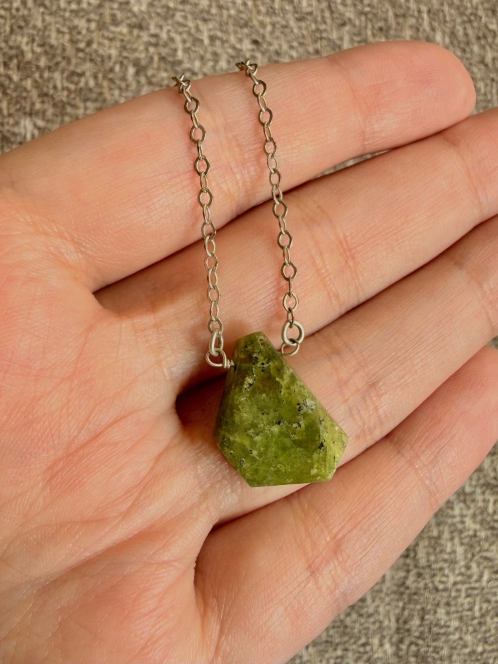 Vesuvianite Stone Crystal Necklace Gemstone